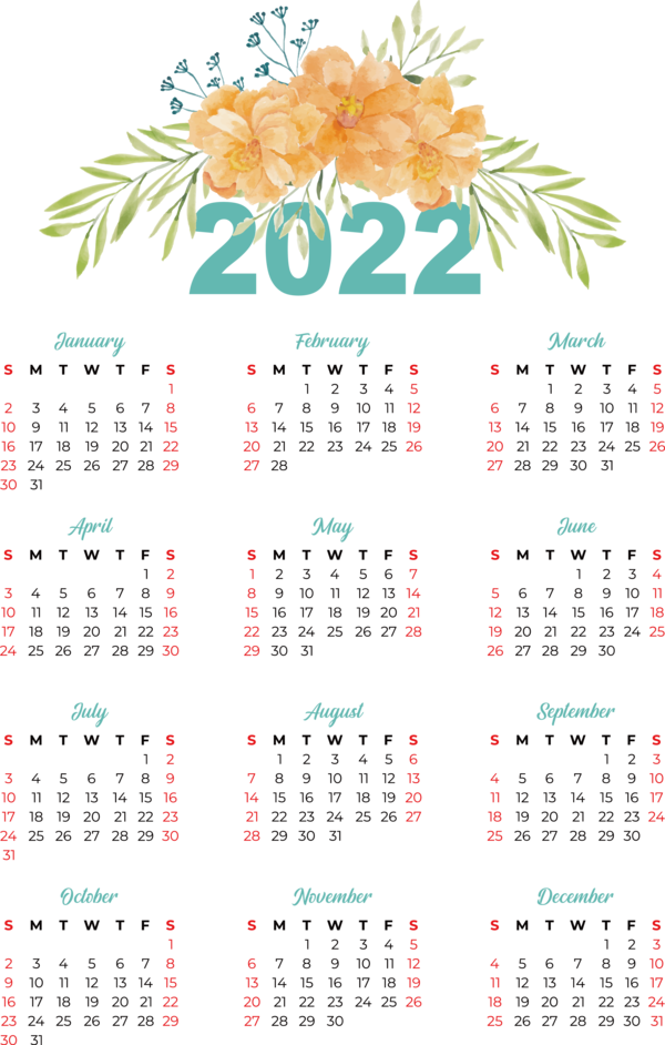 Transparent New Year calendar Month Solar calendar for Printable 2022 Calendar for New Year