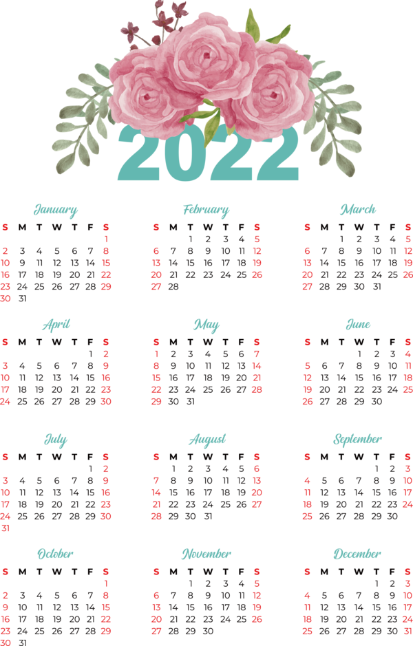Transparent New Year calendar Lunar calendar Month for Printable 2022 Calendar for New Year
