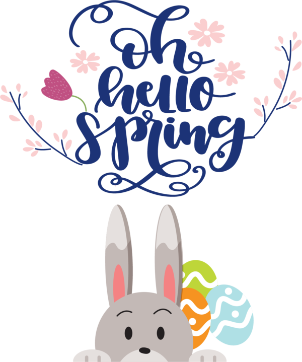 Transparent Easter Calligraphy Design Line art for Hello Spring for Easter