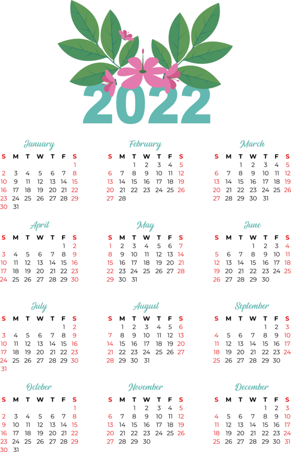 Transparent New Year calendar  Calendar for Printable 2022 Calendar for New Year