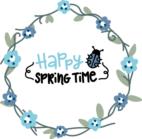 Transparent Easter Flower Floral design Wreath for Hello Spring for Easter