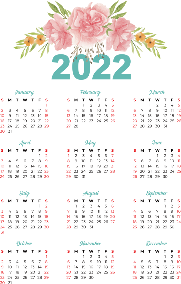 Transparent New Year calendar Design Calendar for Printable 2022 Calendar for New Year