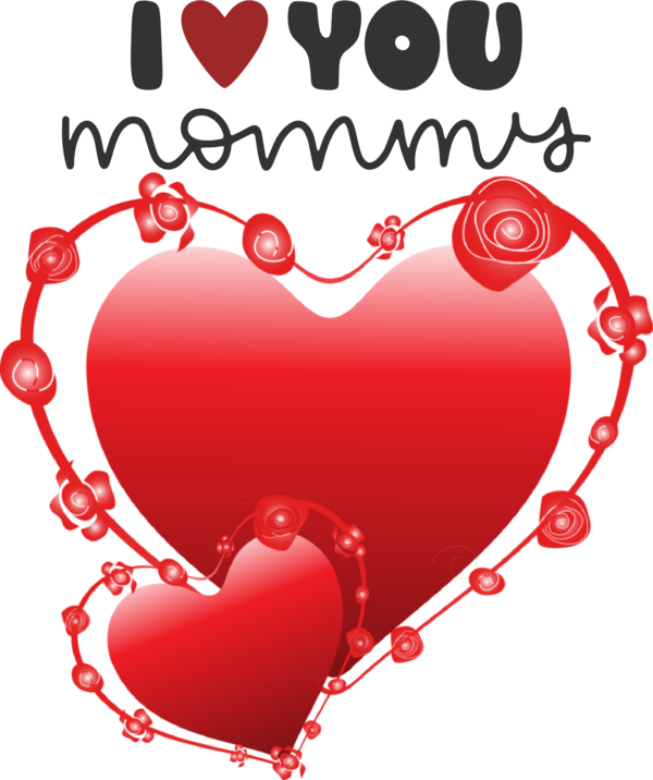 Transparent Mother's Day Drawing Painting Heart for Love You Mom for Mothers Day