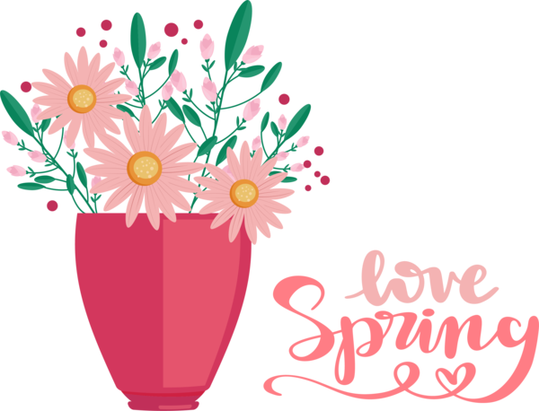 Transparent Easter Flower Vase Floral design for Hello Spring for Easter