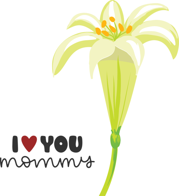 Transparent Mother's Day Flower Plant stem Logo for Love You Mom for Mothers Day