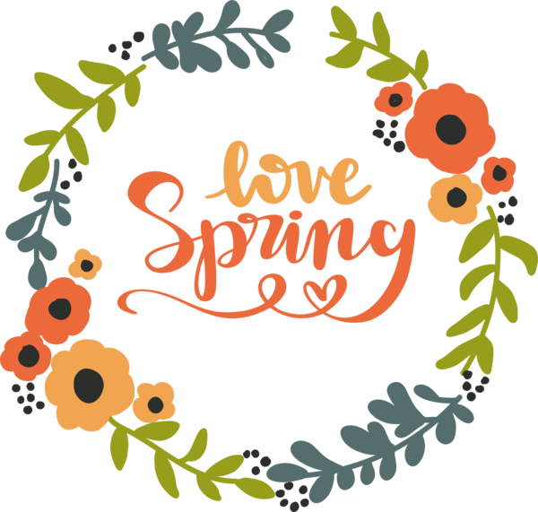 Transparent Easter Design Wreath Typography for Hello Spring for Easter