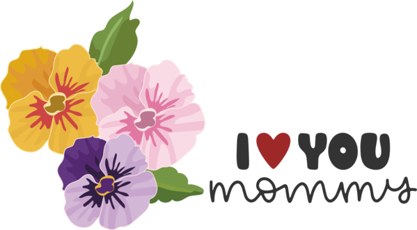 Transparent Mother's Day Floral design  Annual plant for Love You Mom for Mothers Day