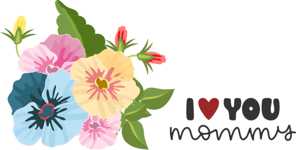 Transparent Mother's Day Design Floral design Drawing for Love You Mom for Mothers Day