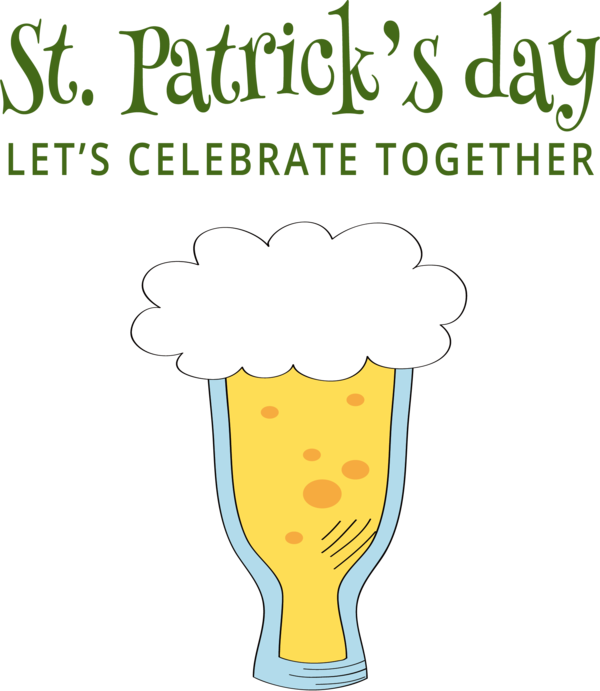 Transparent St. Patrick's Day Cartoon Line Joint for Green Beer for St Patricks Day