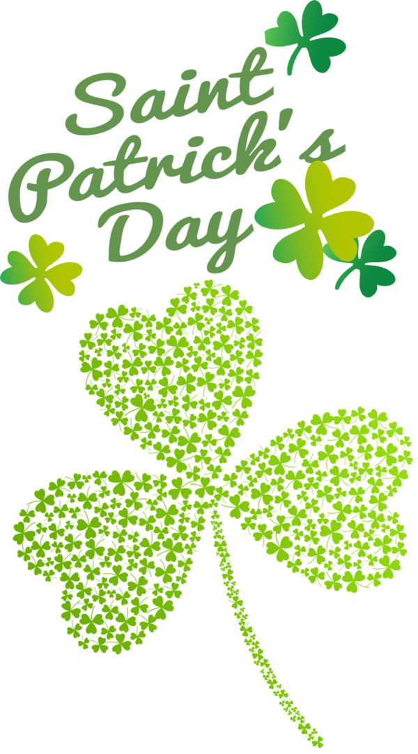 Transparent St. Patrick's Day Drawing Design Wall Art for Four Leaf Clover for St Patricks Day
