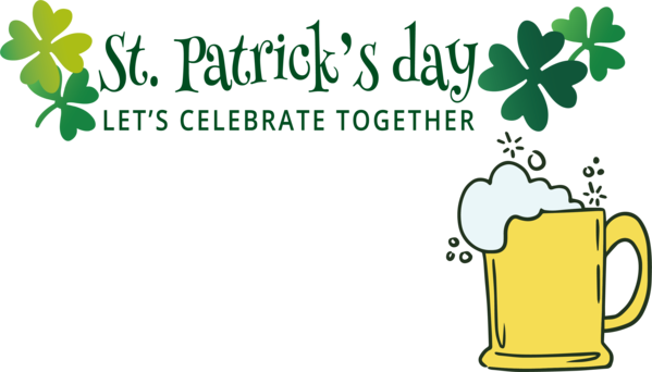 Transparent St. Patrick's Day Leaf Drawing Design for Green Beer for St Patricks Day