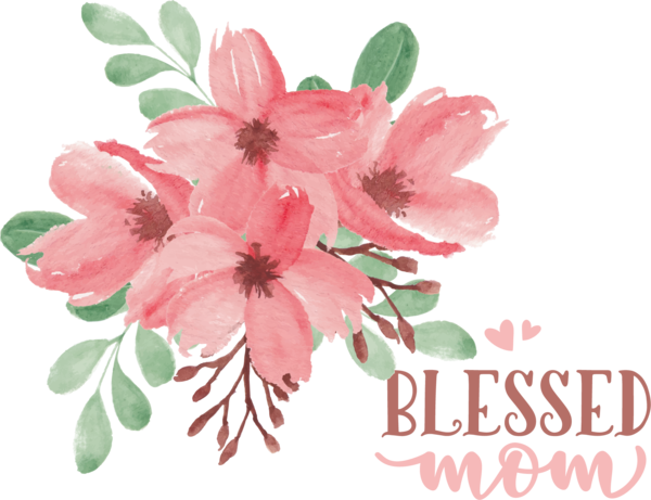 Transparent Mother's Day Design Floral design Painting for Blessed Mom for Mothers Day