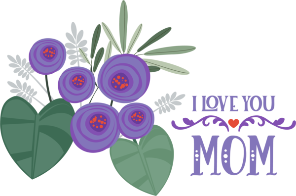 Transparent Mother's Day Christmas Graphics Design Drawing for Love You Mom for Mothers Day