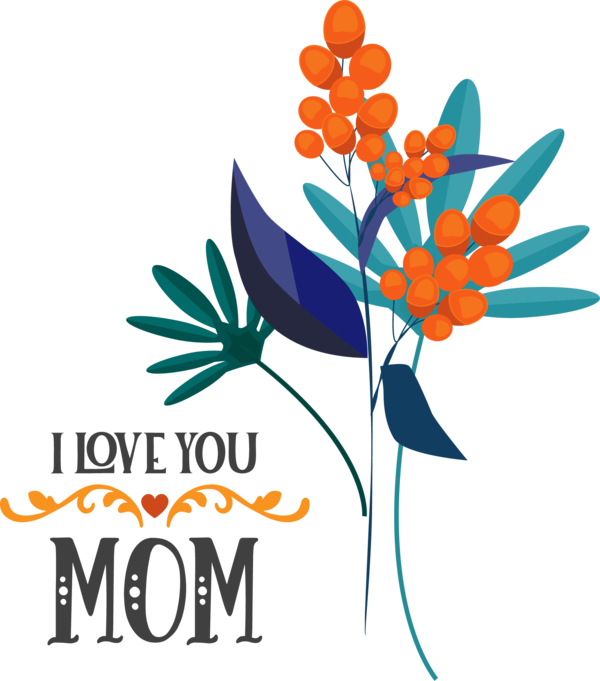 Transparent Mother's Day Flower Floral design FLOWER FRAME for Love You Mom for Mothers Day