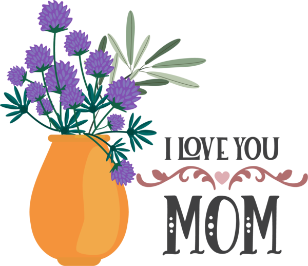 Transparent Mother's Day Floral design Mother's Day Design for Love You Mom for Mothers Day