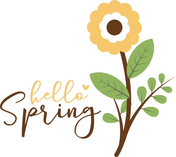Transparent Easter Design Logo Drawing for Hello Spring for Easter