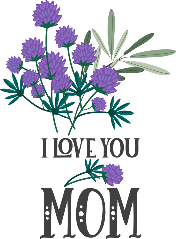 Transparent Mother's Day Flower Vase Floral design for Love You Mom for Mothers Day
