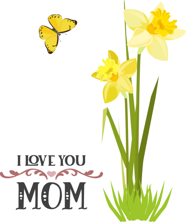 Transparent Mother's Day Plant stem Flower Flora for Love You Mom for Mothers Day