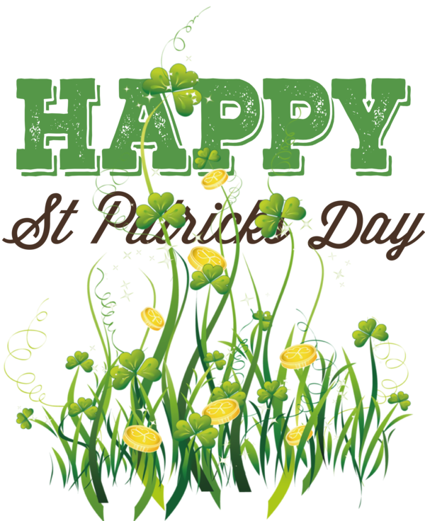 Transparent St. Patrick's Day Floral design Plant stem Cut flowers for Saint Patrick for St Patricks Day