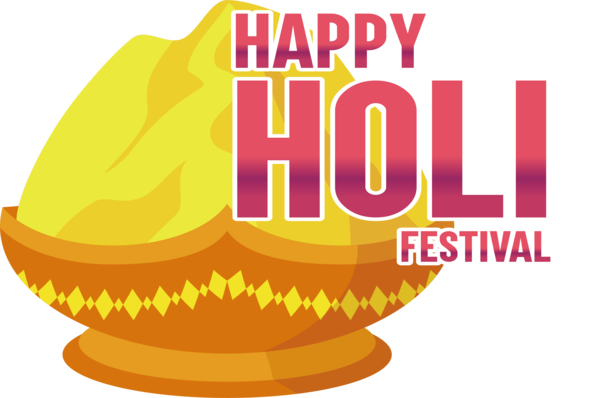 Transparent Holi Logo Line Yellow for Happy Holi for Holi