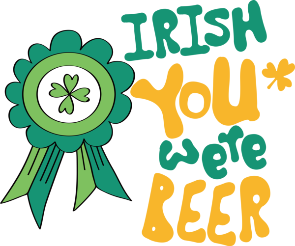 Transparent St. Patrick's Day Leaf Floral design Logo for Green Beer for St Patricks Day