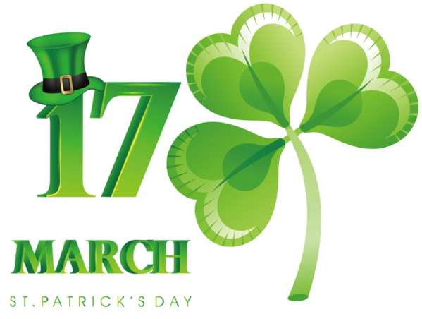 Transparent St. Patrick's Day Shamrock Logo Leaf for Saint Patrick for St Patricks Day