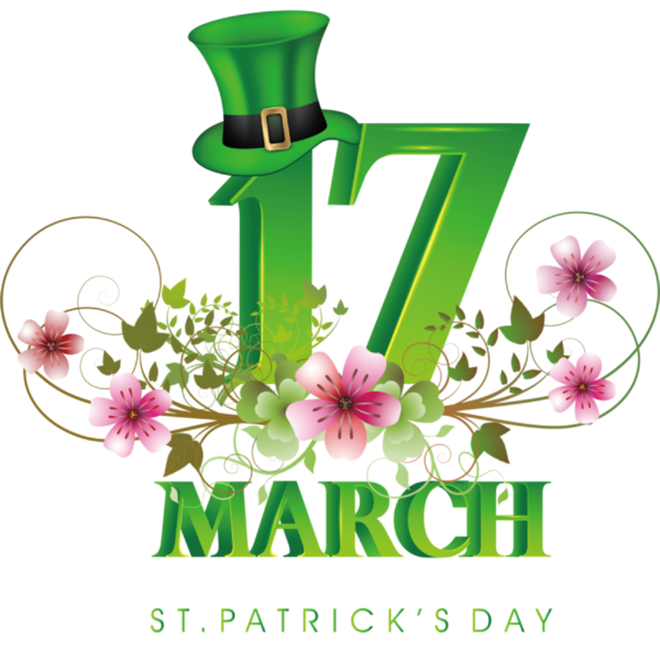 Transparent St. Patrick's Day Floral design Logo Cut flowers for Saint Patrick for St Patricks Day