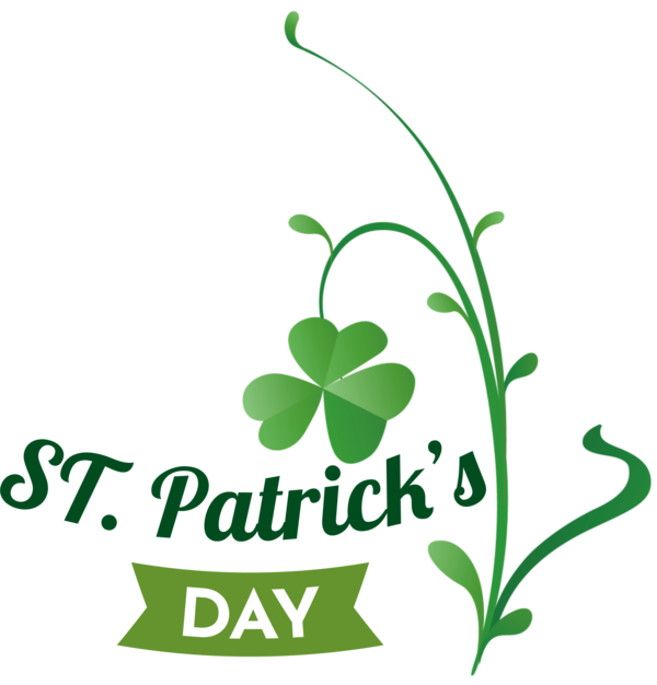 Transparent St. Patrick's Day Leaf Logo Plant stem for Shamrock for St Patricks Day