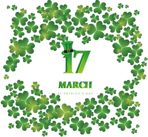 Transparent St. Patrick's Day Four-leaf clover Shamrock Clover for Saint Patrick for St Patricks Day