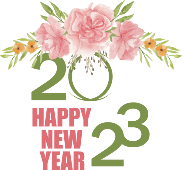 Transparent New Year Floral design Plant stem Flower for Happy New Year 2023 for New Year