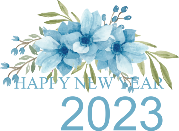 Transparent New Year Flower Design Floral design for Happy New Year 2023 for New Year