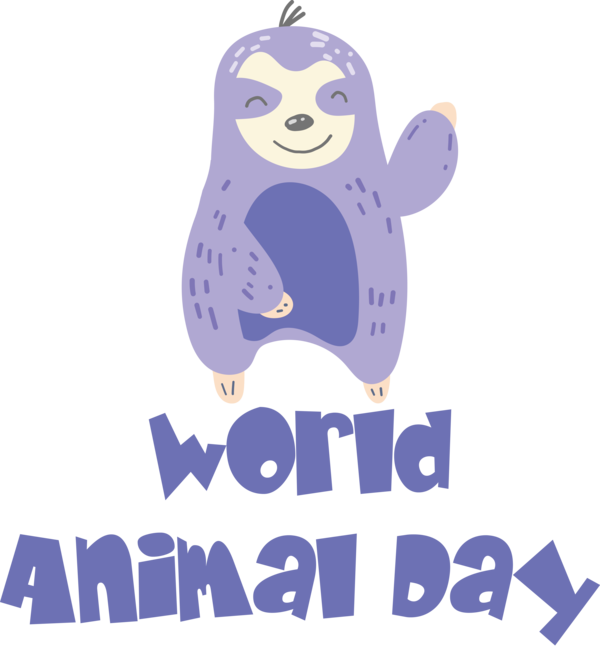 Transparent World Animal Day Cartoon Violet Cobalt blue for Animal Day for World Animal Day