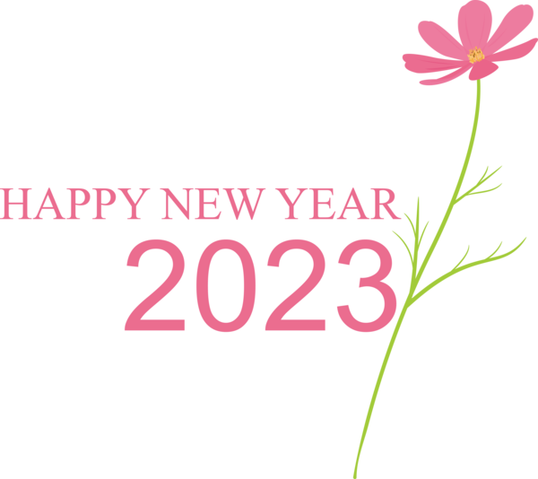 Transparent New Year Cut flowers Design Logo for Happy New Year 2023 for New Year