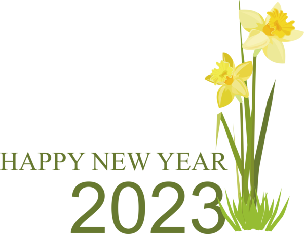 Transparent New Year Madison Plant stem Daffodil for Happy New Year 2023 for New Year