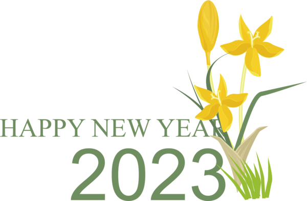 Transparent New Year Floral design Leaf Plant stem for Happy New Year 2023 for New Year