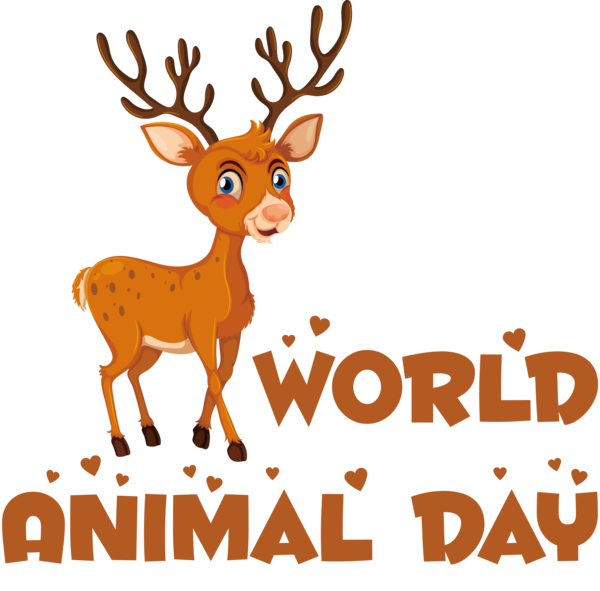 Transparent World Animal Day Reindeer Deer Cartoon for Animal Day for World Animal Day