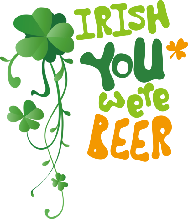 Transparent St. Patrick's Day Leaf Logo Plant stem for Green Beer for St Patricks Day