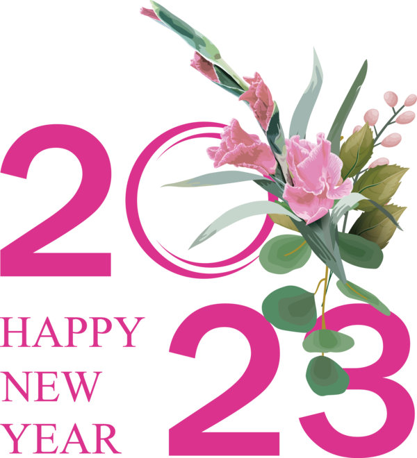 Transparent New Year Floral design Plant stem Flower for Happy New Year 2023 for New Year