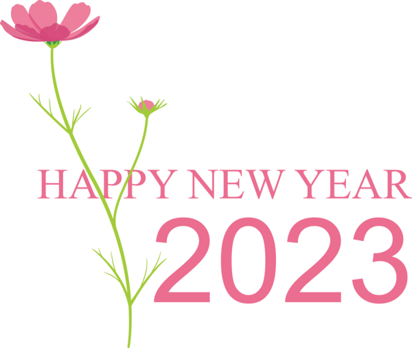 Transparent New Year Plant stem Cut flowers Floral design for Happy New Year 2023 for New Year