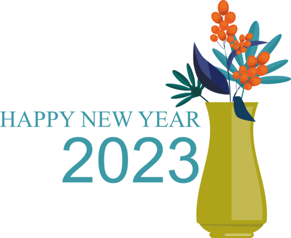 Transparent New Year Flower Floral design FLOWER FRAME for Happy New Year 2023 for New Year