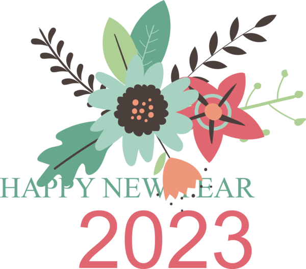 Transparent New Year Design Royalty-free Flower for Happy New Year 2023 for New Year