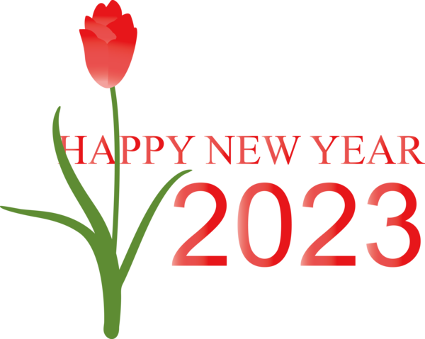 Transparent New Year Floral design Plant stem Tulip for Happy New Year 2023 for New Year