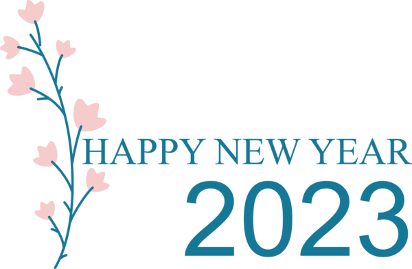Transparent New Year Floral design Design Line for Happy New Year 2023 for New Year