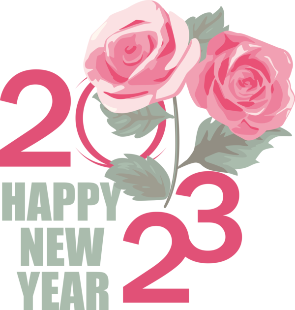 Transparent New Year Design Rose Drawing for Happy New Year 2023 for New Year
