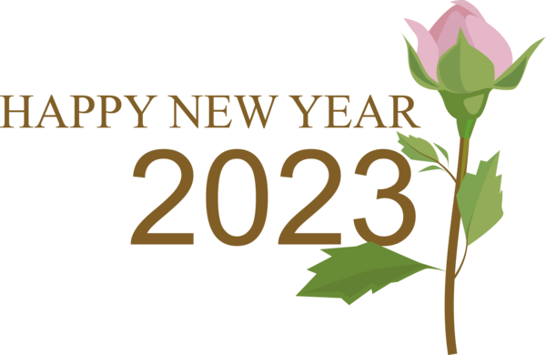 Transparent New Year Leaf Logo Plant stem for Happy New Year 2023 for New Year