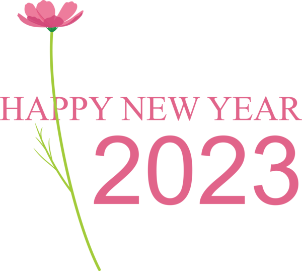Transparent New Year Plant stem Cut flowers Logo for Happy New Year 2023 for New Year