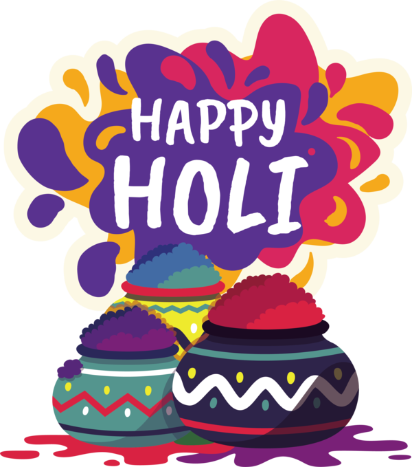 Transparent Holi Design Drawing Silhouette for Happy Holi for Holi