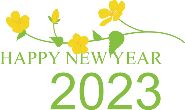 Transparent New Year Leaf Floral design for Happy New Year 2023 for New Year