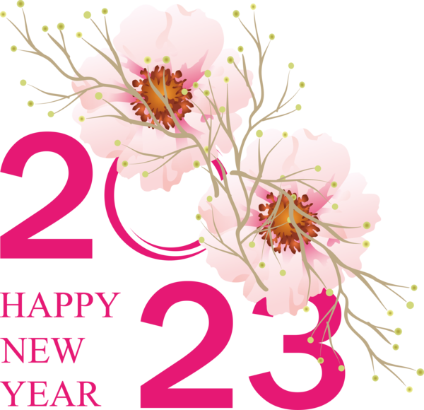Transparent New Year Floral design Design Flower bouquet for Happy New Year 2023 for New Year