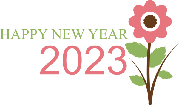 Transparent New Year Floral design Flower Logo for Happy New Year 2023 for New Year